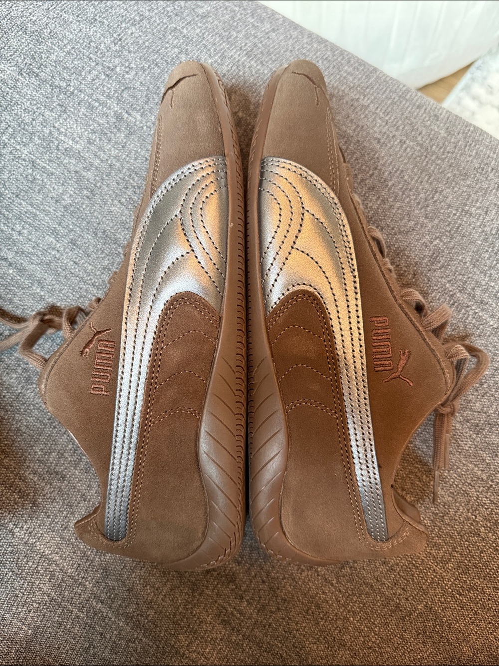 Puma Brown Suede Low-Profile Sneakers with Metallic Accent - Picture 5 of 5